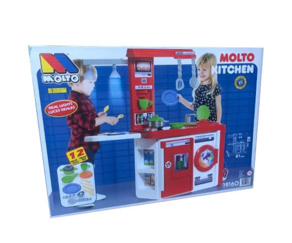 Molto: bucătărie de joacă cu lampă și accesorii 82x80x28cm
