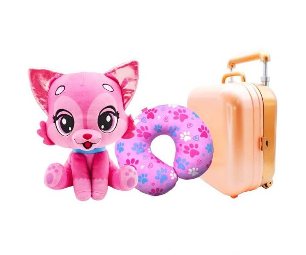 Păpușa de călătorie – Rosie Jetset Aventurier Kitti pisică de pluș cu valiză și pernă pentru gât