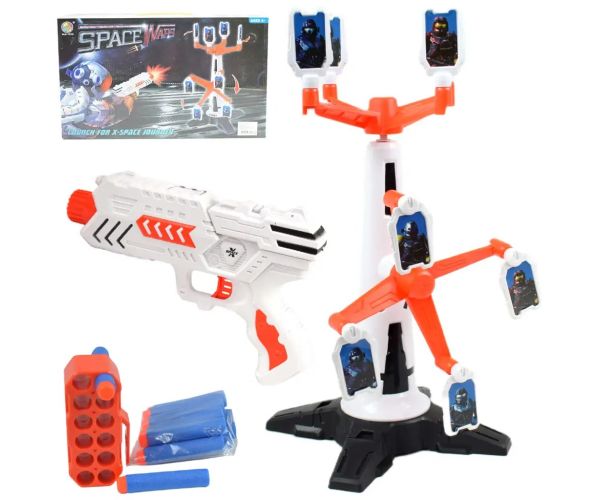Space Wars: Armă cu gloanțe de burete cu tinta rotativa si cartuse