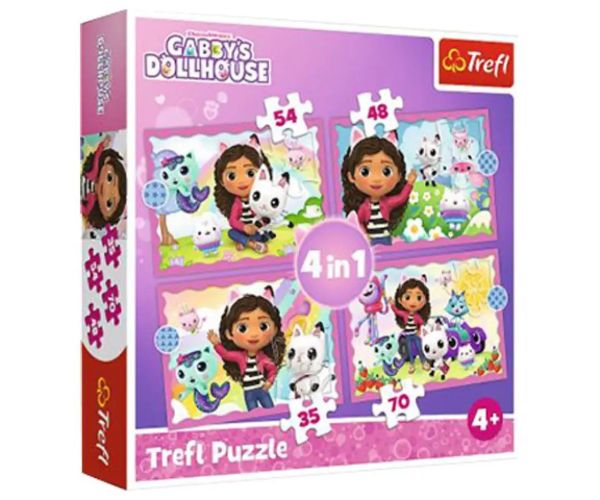 Casa de păpuși a lui Gabby 4 in 1 puzzle - Trefl