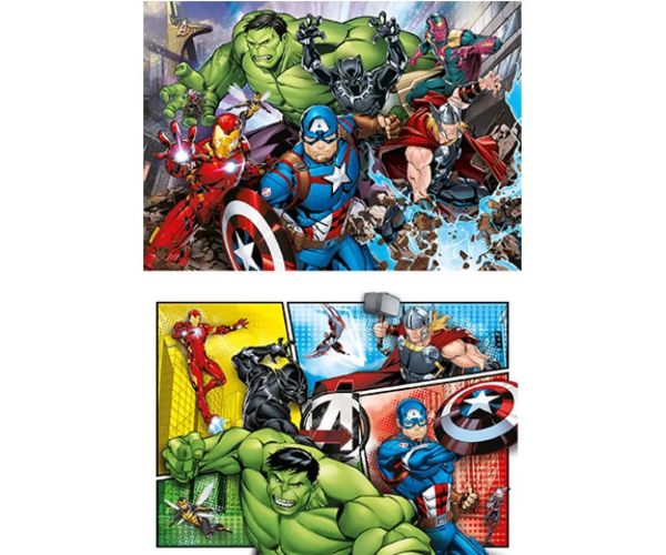 Marvel Avengers Supercolor 2 in 1 puzzle 2x60 bucăți - Clementoni