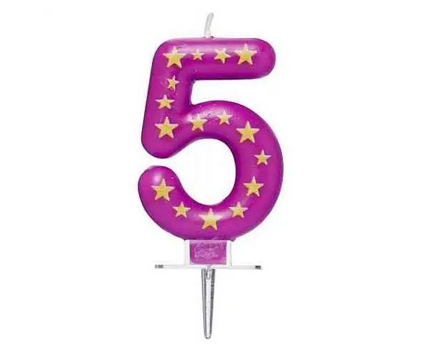 Lumânare stea cu număr 5