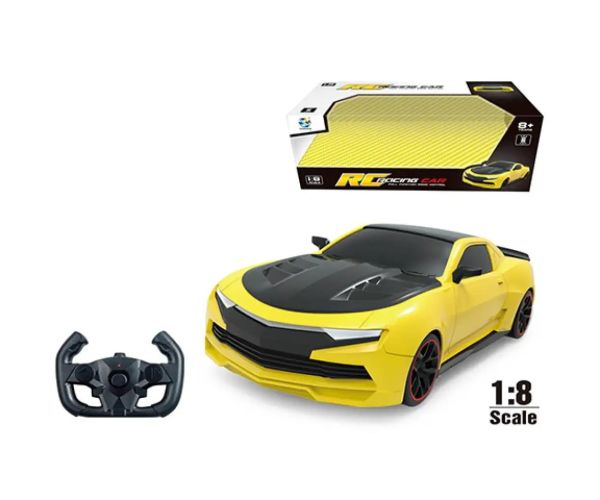 RC XXL Chevrolet Camaro cu telecomandă galben-negru mașină de sport scara 1:8