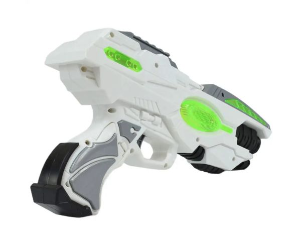 Space Series: Armă spațială de culoare verde și alb cu lumină și sunet 25cm
