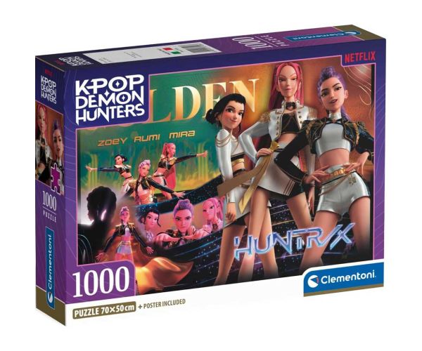 K-Pop Vânătorii de Demoni - Zoey, Rumi și Mira puzzle de 1000 de piese cu poster - Clementoni