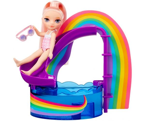 Rainbow High: Set de joacă petrecere la piscină cu păpușa Blush Parker