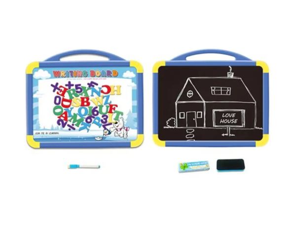 Tablă de desen magnetică bilateral cu accesorii culoarea albastră