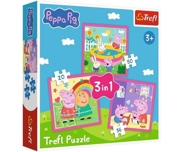 Peppa Porc - 3 în 1 puzzle de 20, 36, 50 de piese - Trefl