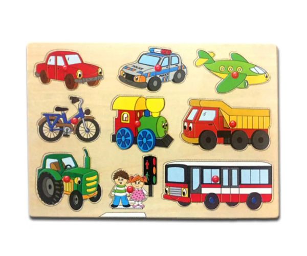 Puzzle cu forme de vehicule din lemn
