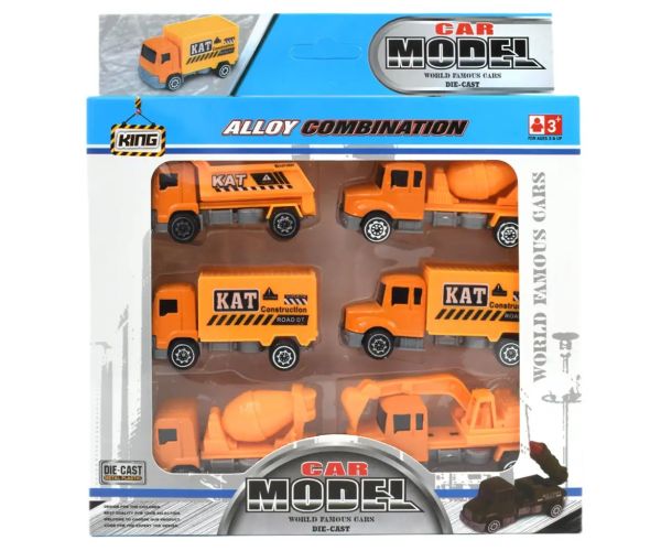 Alloy Car: 6 bucăți set camion de constructii 8cm