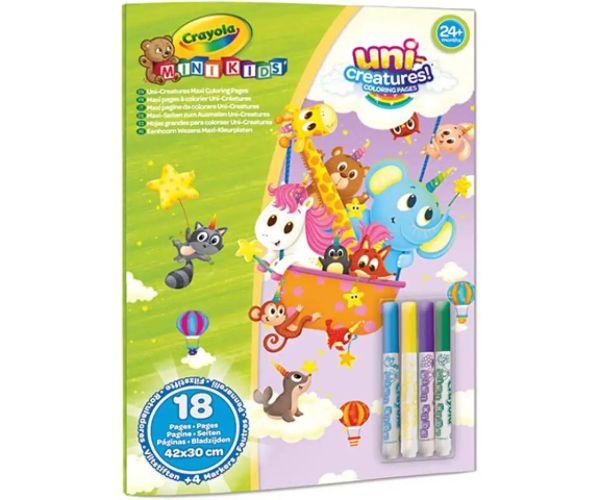 Crayola: MiniKids Animale magice set uriaș de colorat cu 4 bucăți de marker