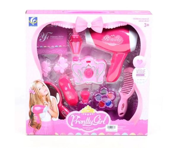 Pretty Girl set de înfrumusețare cu uscător de păr și machiaj