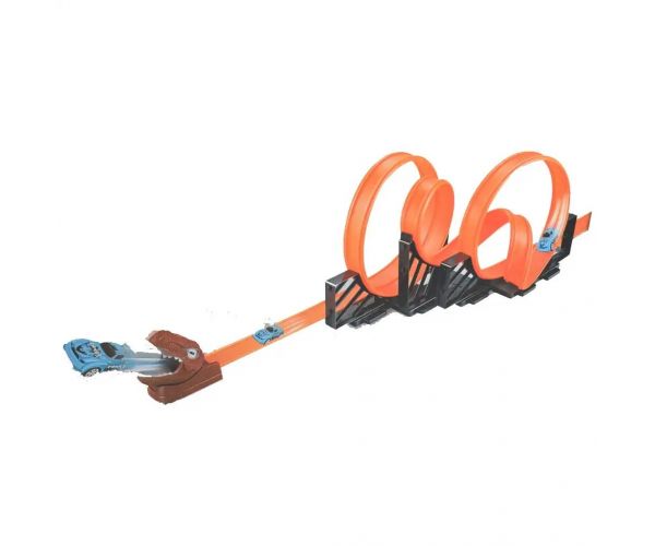 Track Car: Dinozaur Set pistă de curse cu 2 bucle de 360 ​​de grade și 2 mașini 1/64