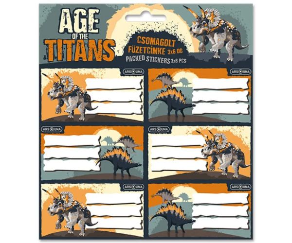 Ars Una: Age of the Titans dinozaur model etichete caiet 3x6 bucăți