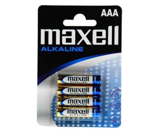 Maxell: Baterie creion alcalină subţire 1.5V AAA LR03 4 bucăţi în pachet blister