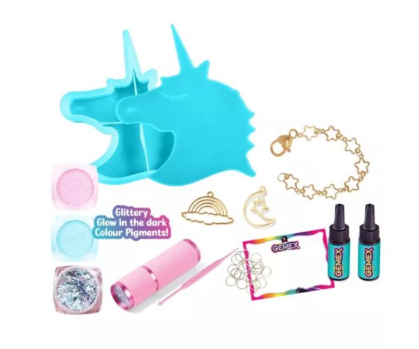 Gemex: Set de creație bijuterii cu cap de unicorn din gel cu pietre prețioase