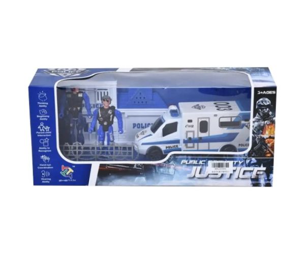 Set de joacă poliție cu mașină și 2 bucăți de figurine