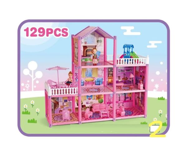 Construiește tu! căsuță cu păpuși și accesorii 129 bucăți set de joacă