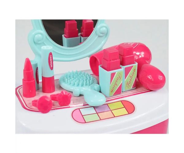 Set de frumusețe cu măsuță de toaletă cu oglindă și machiaj într-o cutie de depozitare