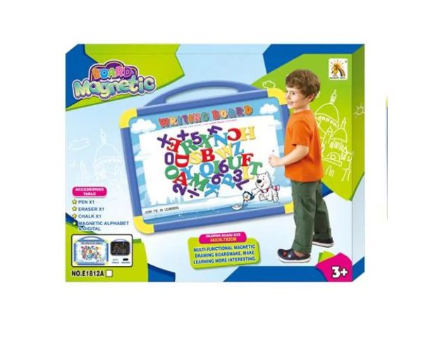Tablă de desen magnetică bilateral cu accesorii culoarea albastră