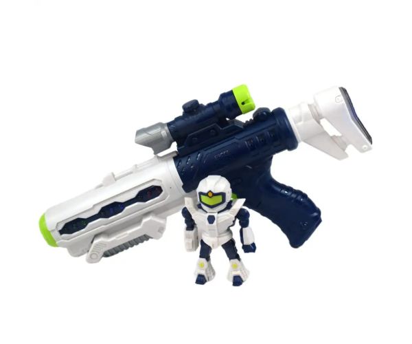 Space Weapon: Armă spațială proiector cu figurină robot, lumina si sunet 34cm