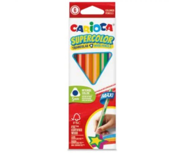 SuperColor triunghiular 6 bucăți maxi set creioane colorate - Carioca