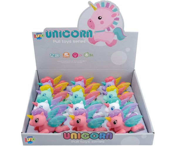 Luna: Unicorn zburător cu lumini, cu mecanism de învârtire, disponibil în mai multe culori 1buc