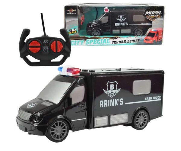 Microbuz care transportă bani cu efecte de lumini telecomandă RC Scara 1/30 20cm