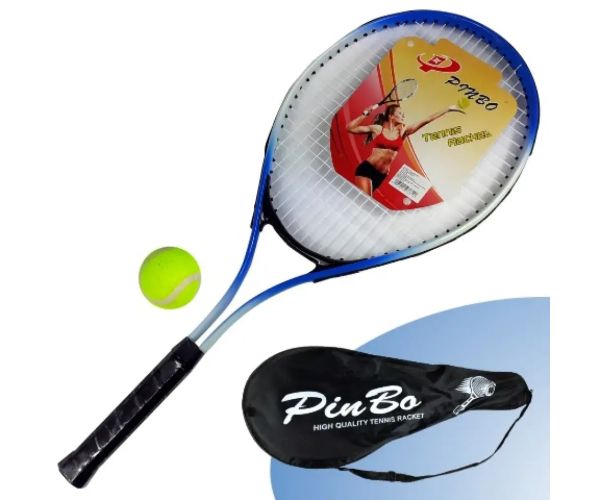 PinBo 63cm rachetă de tenis metalică cu minge de tenis in geanta de transport