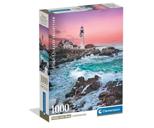 Prima ninsoare la Portland Head HQC 1000 de piese puzzle cu poster - Clementoni