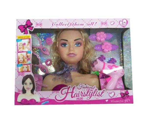 HairStylist cap de păpușă se poate coafa și machia
