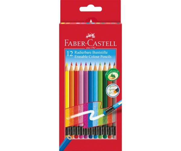 Faber-Castell: Set creioane colorate cu radieră 12 bucăţi