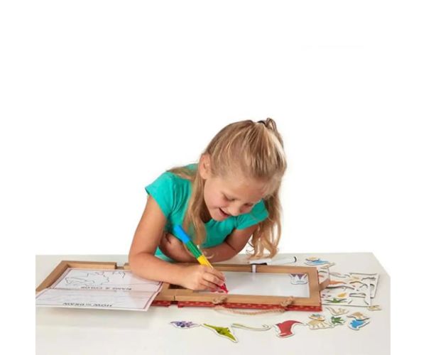 Melissa & Doug: Dinozaur desen care poate fi șters și magnetic set de joacă creativă