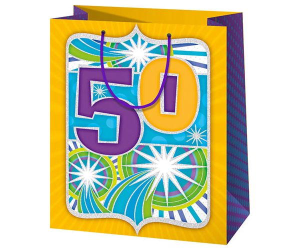 50-a aniversare pungă cadou exclusivă dimensiune normală 11x6x15cm