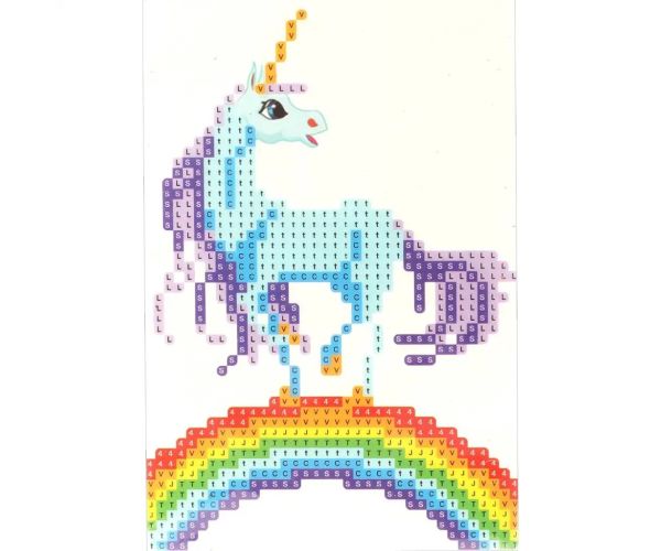 Puzzle cu diamante: Set de pictură cu diamante pe unicorn pe curcubeu 10x15cm