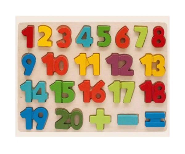 Puzzle lemn colorat cu numere de la 1 până la 20 set de 23 bucăți