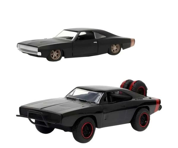 Fast & Furious: Dom Toretto Dodge Charger R/T 1970 & Dodge Charger Widebody 1968 mașină metalică 2 bucăți pachet 1/32 scală 13cm - Jada Toys