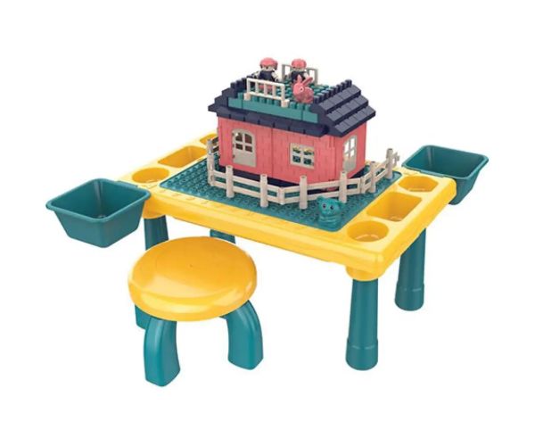 Toy Block Table masă de joacă cu elemente de construcție 76 bucăți set