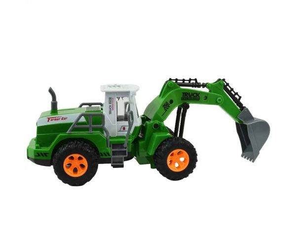 Mașină de lucru cu telecomandă RC de culoare verde cu efecte de lumină la scară 1/30 22cm
