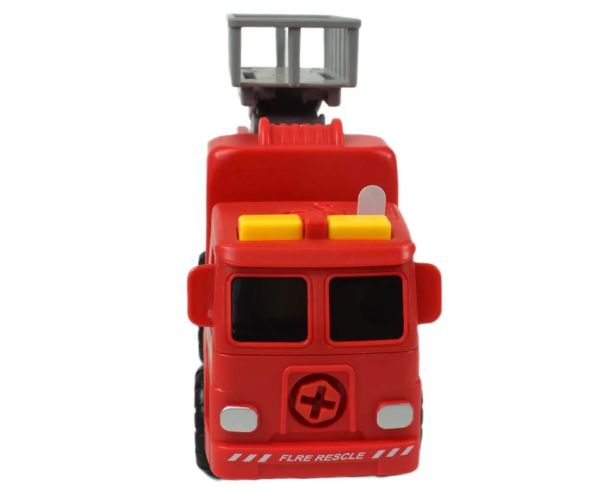 Fire Engine: Camion de pompieri demontabil cu coș de ridicare, scule si sunet 20cm