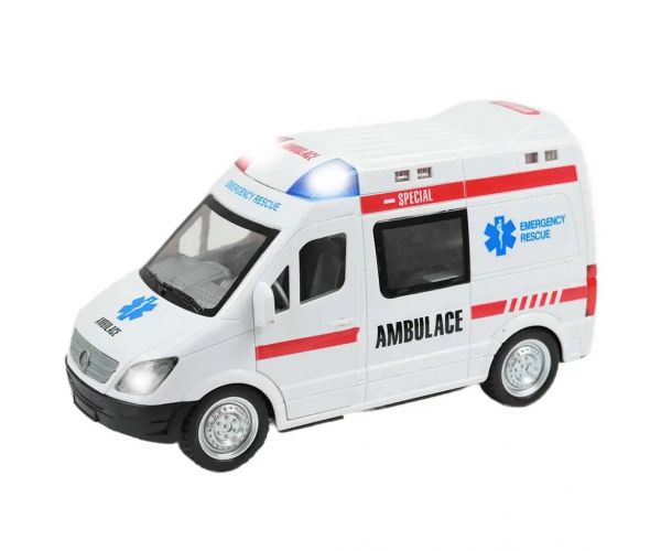 Ambulanță cu efecte de lumină cu telecomandă RC Scara 1/48 27 MHz 23cm