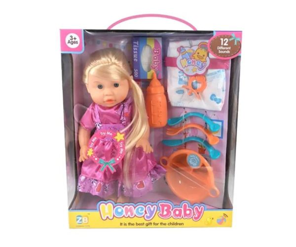 Păpușă blondă cu set de accesorii și sunete