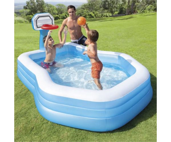Piscină de familie cu coș de baschet 257x188x130cm