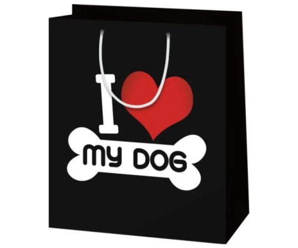 I love my dog pungă de cadou uriașă 33x45x15cm