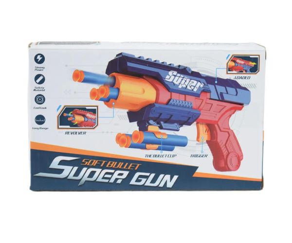 Super Gun: Pistol cu gloanțe de burete cu cartușe cu o distanță de tragere de 12 metri 23x13cm