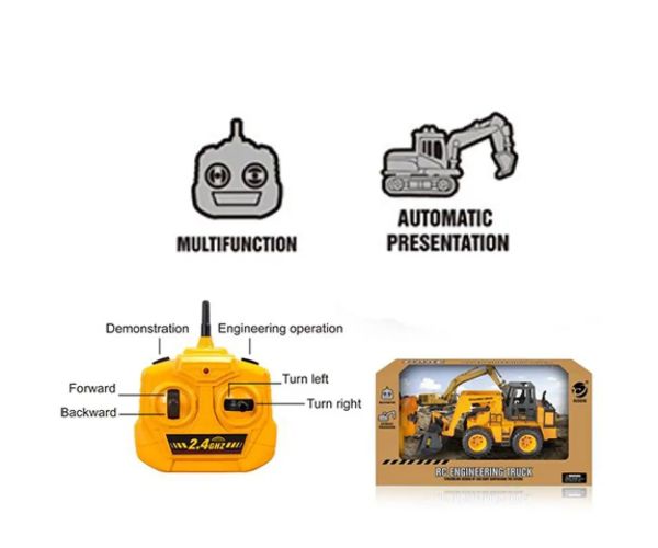 RC 2,4GHz buldozer cu telecomandă cu 6 funcții diferite 1/24 mărime