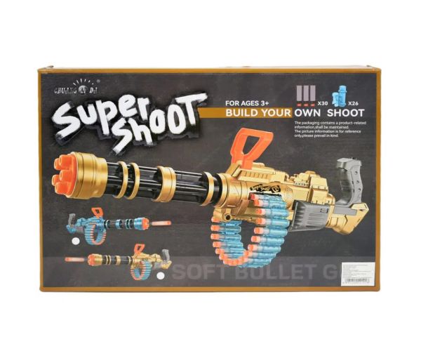 SuperShoot: Mitralieră electronică gigant cu gloanțe de burete cu cartușe și baterie de 70 cm