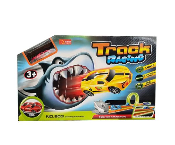 Dinozaur fosforescent catapult autostradă cu 1bc mașină