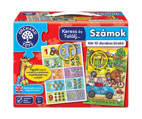 Caută și găsește... Numere 2x10 bucăți puzzle educativ (limba maghiară)
