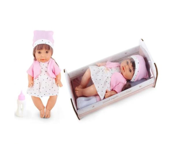 Bebeluș care face pipi în rochie cu stele, cu sunet și pătuț 30cm